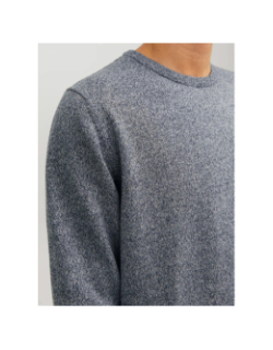 Pull basic col rond chiné bleu marine homme - Jack & Jones