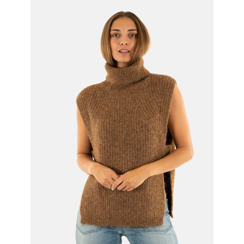 Pull sans manche camel marron femme - Molly Bracken