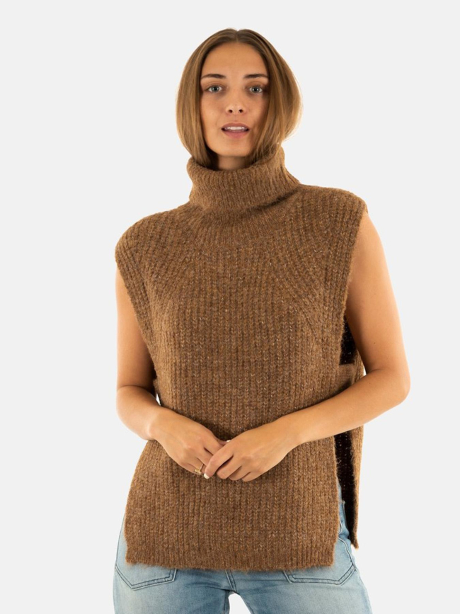 Pull sans manche camel marron femme - Molly Bracken