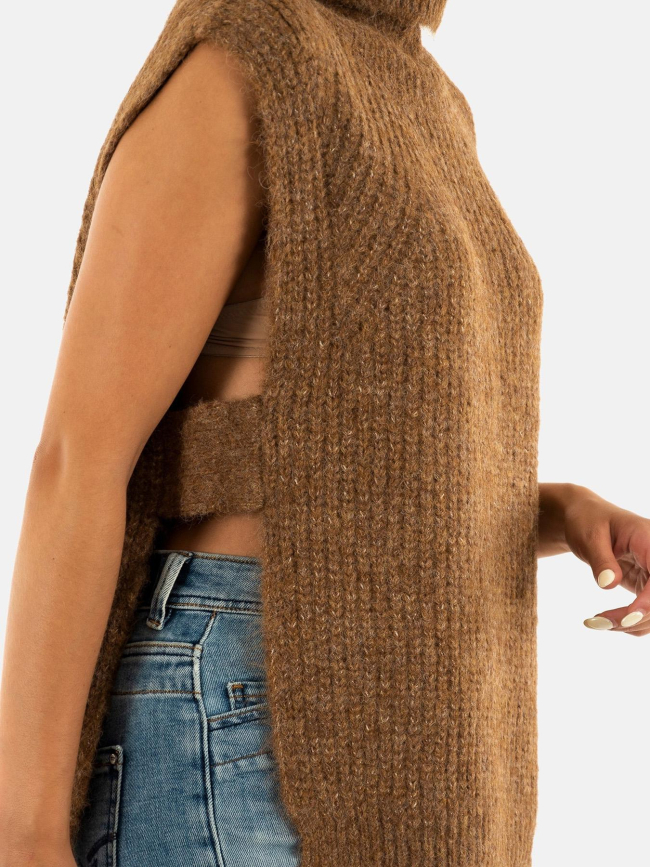 Pull sans manche camel marron femme - Molly Bracken