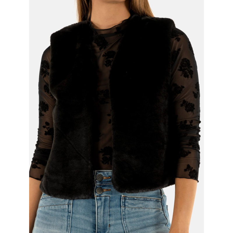 Veste sans manche fausse fourrure noir femme - Molly Bracken