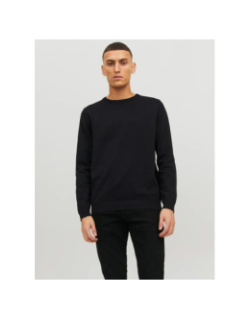 Pull basic col rond uni noir homme - Jack & Jones