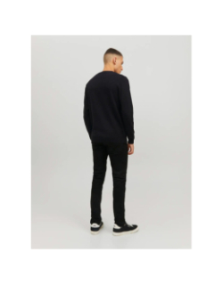 Pull basic col rond uni noir homme - Jack & Jones
