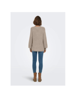 Pull col v pailleté lucilla beige femme - Only