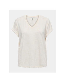 T-shirt col v pailleté rina beige femme - Only