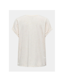 T-shirt col v pailleté rina beige femme - Only