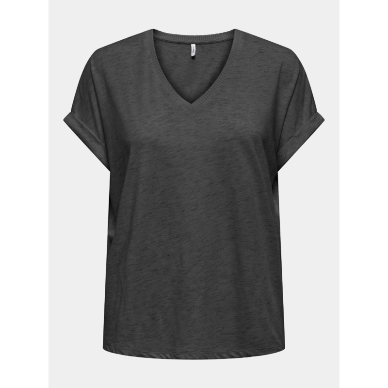 T-shirt col v pailleté rina gris femme - Only