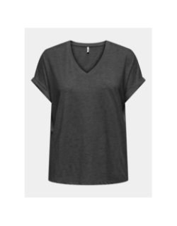 T-shirt col v pailleté rina gris femme - Only
