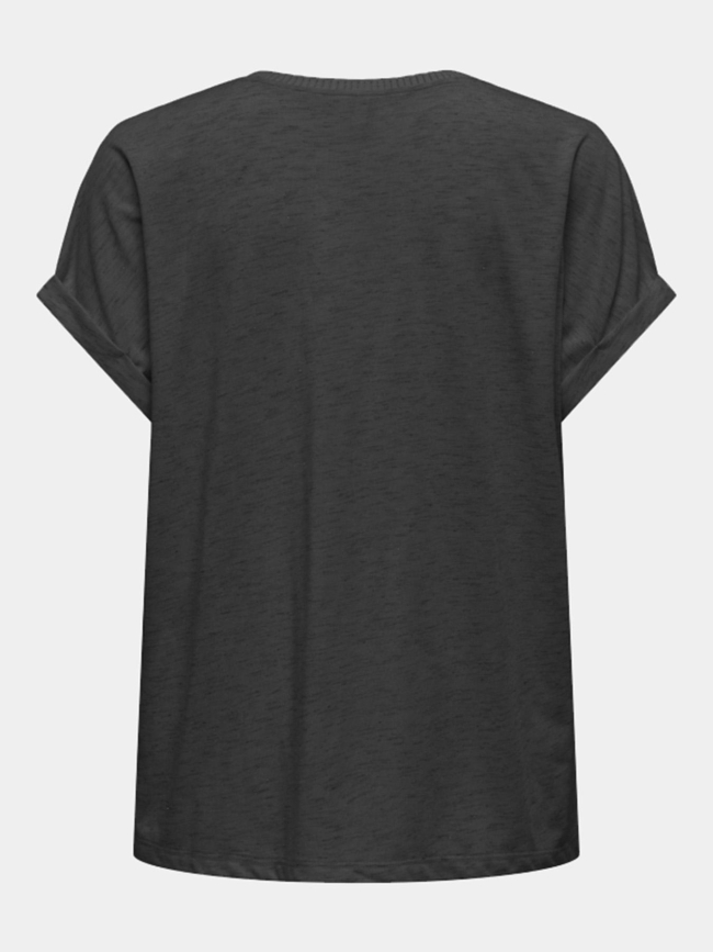 T-shirt col v pailleté rina gris femme - Only