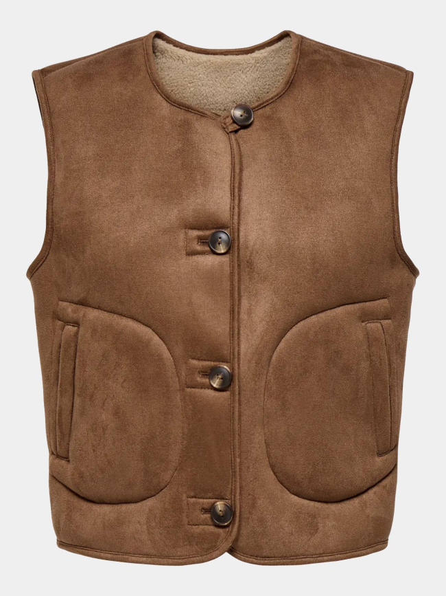 Veste sans manche réversible nico marron femme - Only