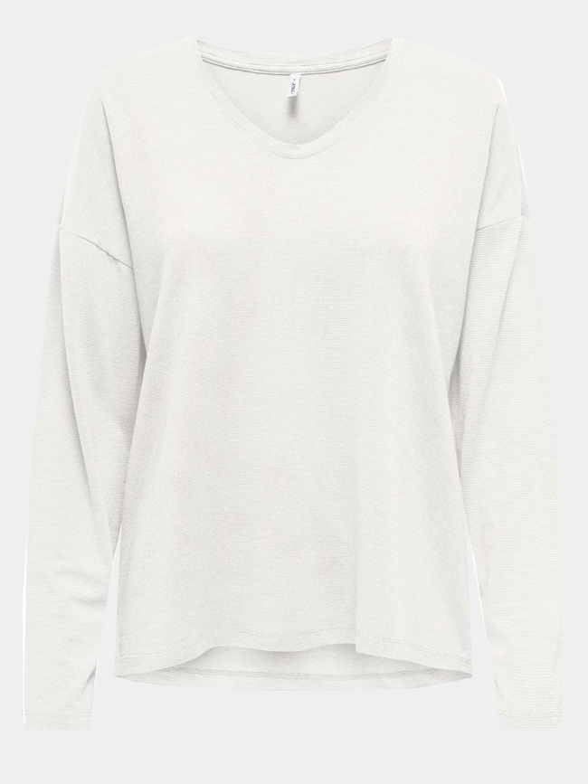 Top rayé manches longues harrie beige femme - Only