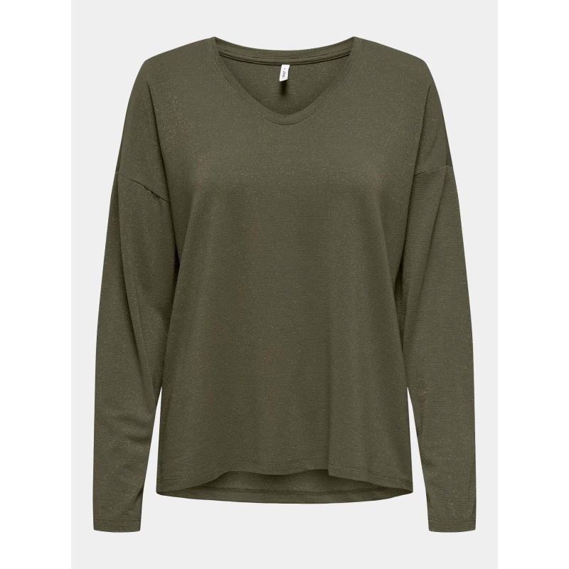 Top rayé manches longues harrie kaki femme - Only