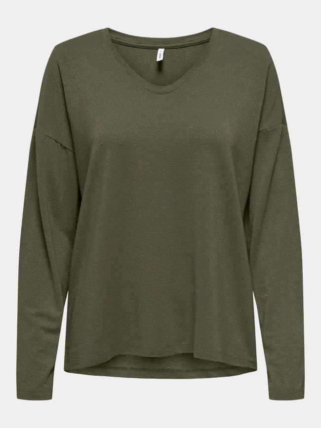 Top rayé manches longues harrie kaki femme - Only