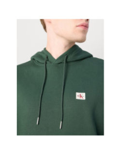 Sweat à capuche terry badge vert homme - Calvin Klein Jeans