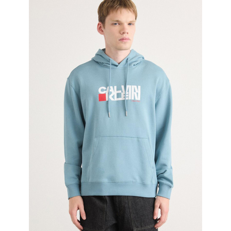 Sweat à capuche redbox bleu homme - Calvin Klein Jeans