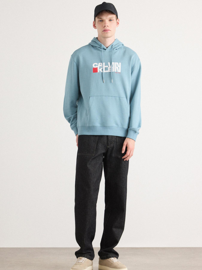 Sweat à capuche redbox bleu homme - Calvin Klein Jeans