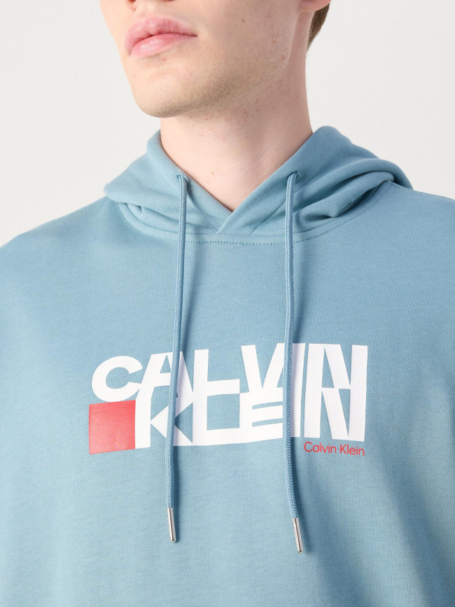 Sweat à capuche redbox bleu homme - Calvin Klein Jeans