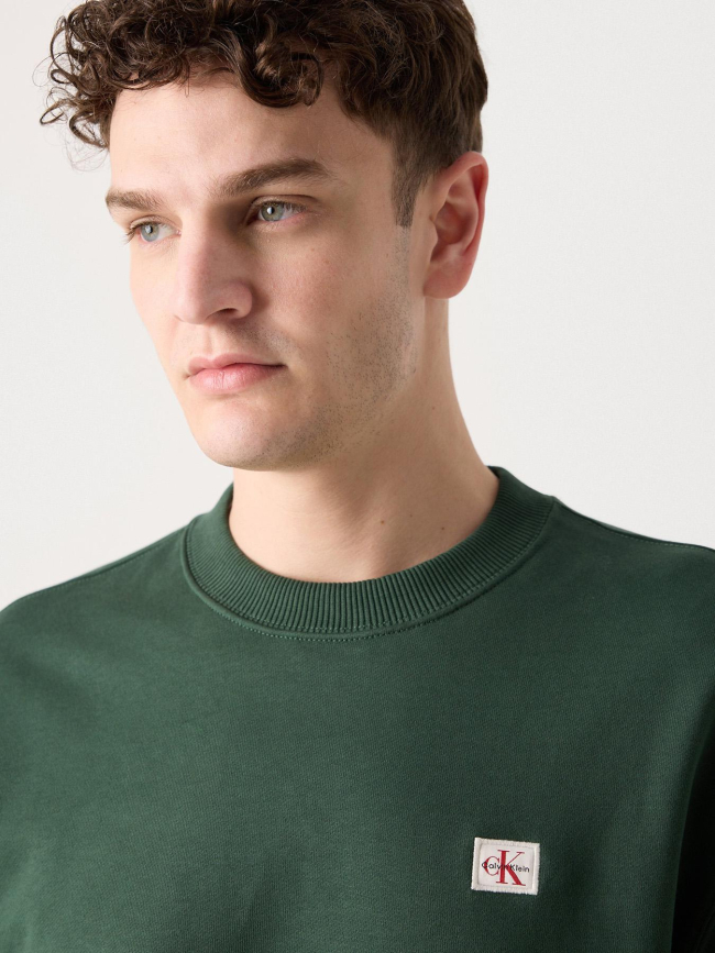 Sweatshirt terry badge vert homme - Calvin Klein Jeans