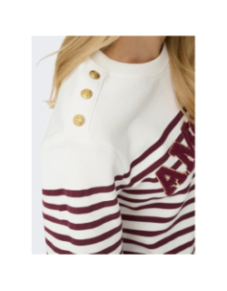 Sweat rayé allie blanc bordeaux femme - Only