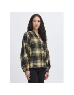 Chemisier à carreaux esiva noir beige femme - Ichi