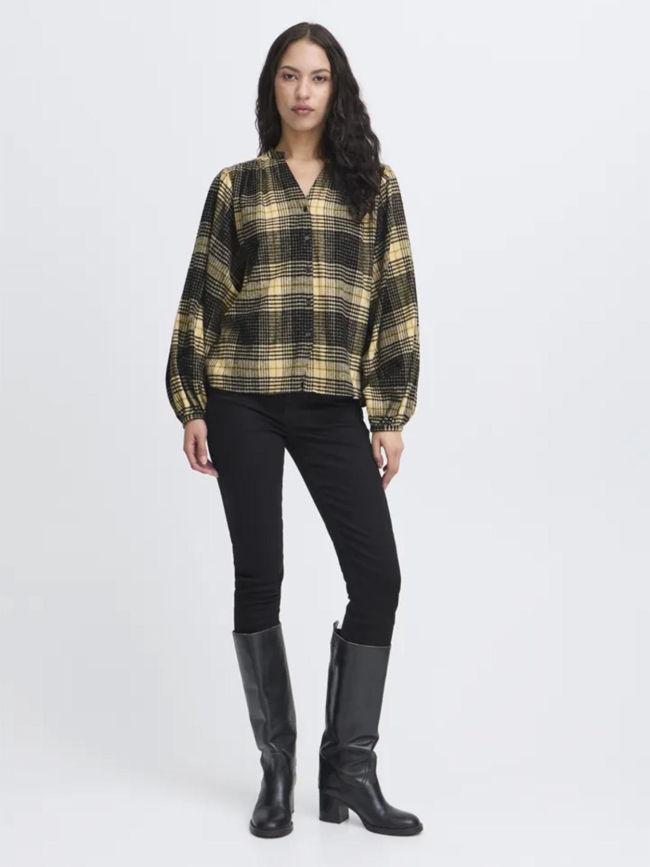 Chemisier à carreaux esiva noir beige femme - Ichi