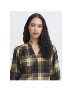 Chemisier à carreaux esiva noir beige femme - Ichi