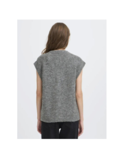 Gilet sans manche boutonné ihbelablue gris femme - Ichi