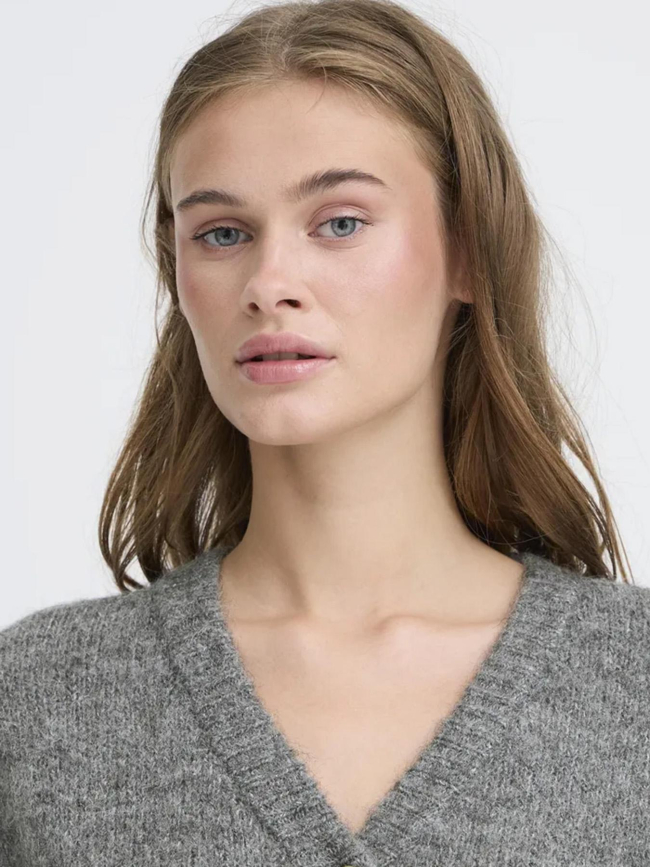 Gilet sans manche boutonné ihbelablue gris femme - Ichi