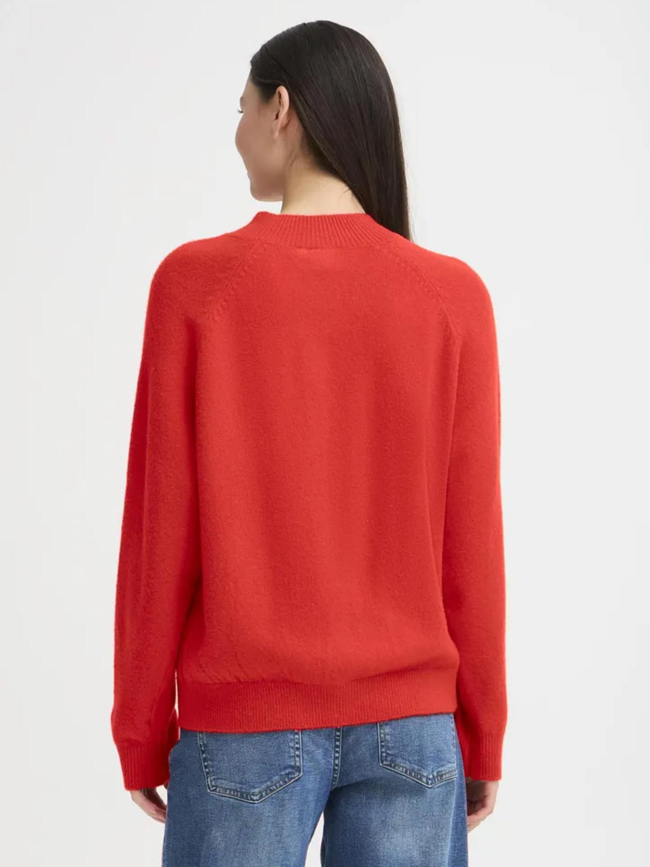 Pull col boutonné dasila rouge femme - Ichi