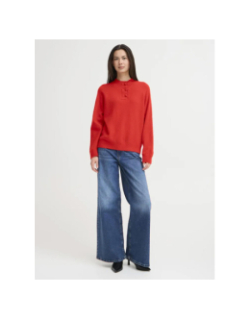 Pull col boutonné dasila rouge femme - Ichi
