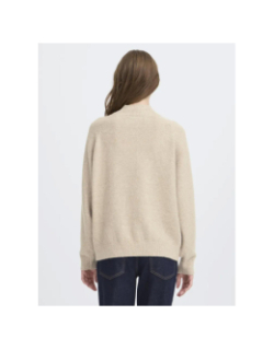 Pull col boutonné dasila beige femme - Ichi
