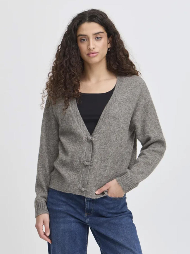 Gilet cardigan dasila gris femme - Ichi