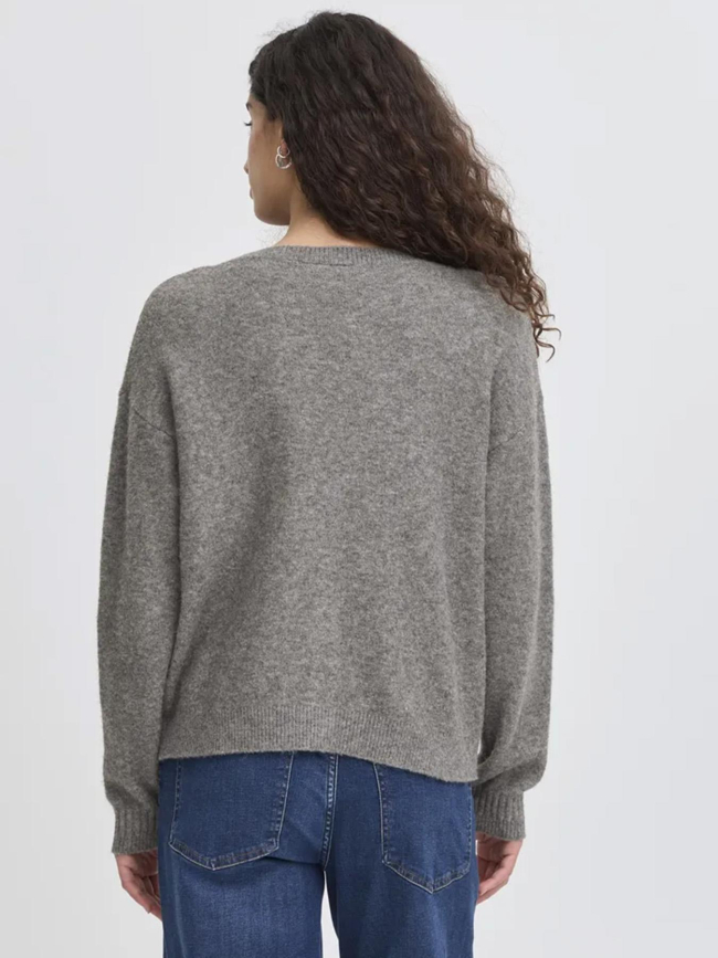 Gilet cardigan dasila gris femme - Ichi