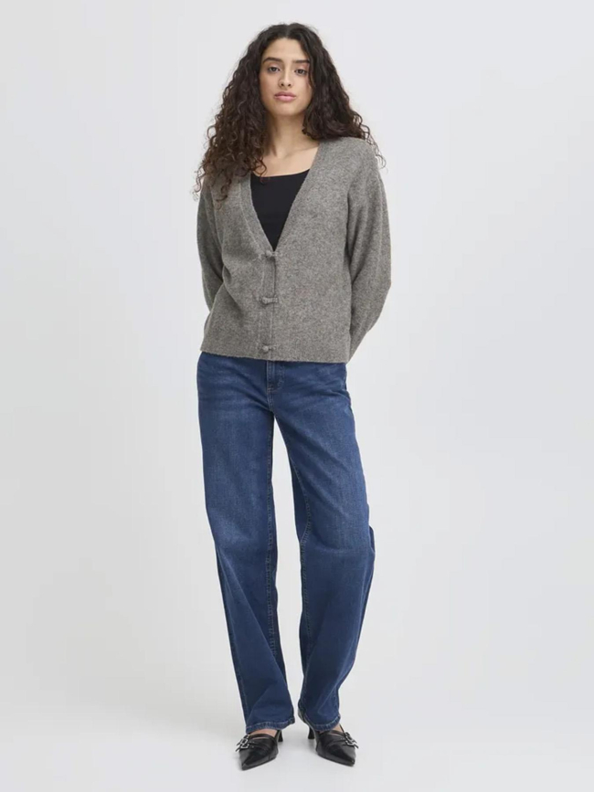 Gilet cardigan dasila gris femme - Ichi