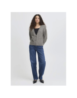 Gilet cardigan dasila gris femme - Ichi