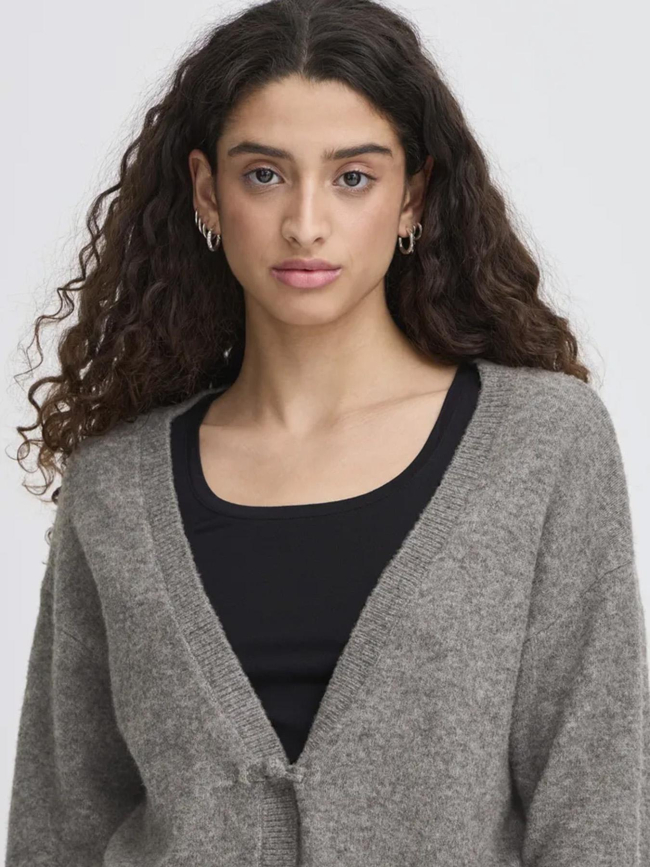 Gilet cardigan dasila gris femme - Ichi