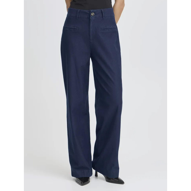 Jean large kate denim bleu marine femme - Ichi