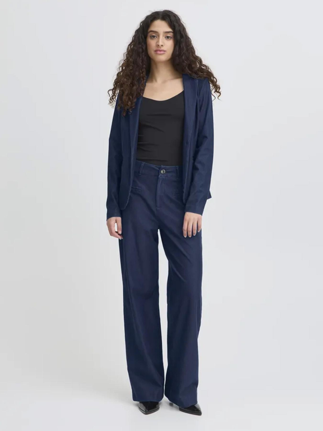 Jean large kate denim bleu marine femme - Ichi