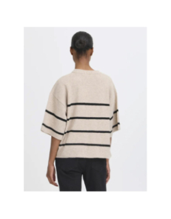 Pull rayé manches courte dasila beige femme - Ichi