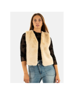 Veste sans manche fausse fourrure beige femme - Molly Bracken