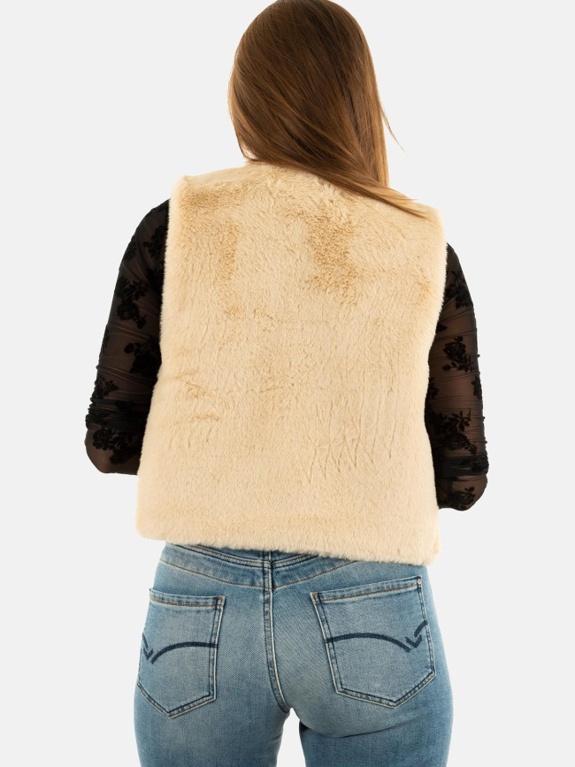 Veste sans manche fausse fourrure beige femme - Molly Bracken