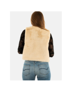 Veste sans manche fausse fourrure beige femme - Molly Bracken