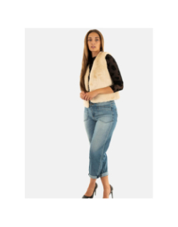 Veste sans manche fausse fourrure beige femme - Molly Bracken