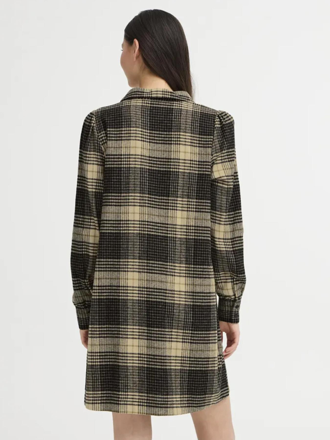 Robe à carreaux esiva noir beige femme - Ichi