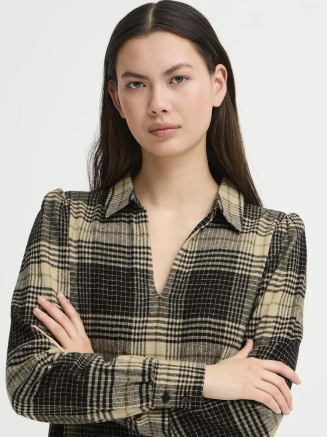 Robe à carreaux esiva noir beige femme - Ichi