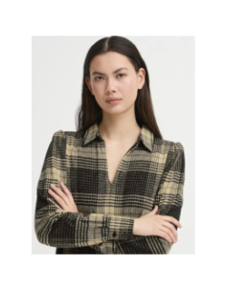 Robe à carreaux esiva noir beige femme - Ichi