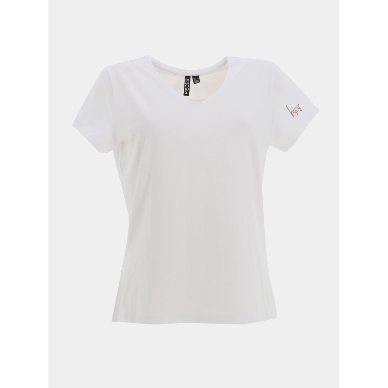 T-shirt uni serima bisous blanc femme - Pieces