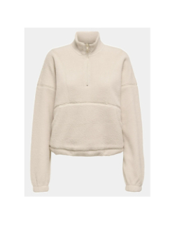 Sweat col zippé teddy mon blanc femme - Only Play