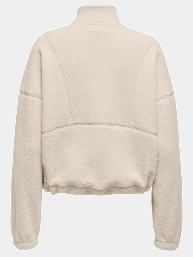 Sweat col zippé teddy mon blanc femme - Only Play