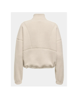 Sweat col zippé teddy mon blanc femme - Only Play